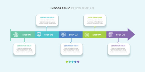 Business infographic 5 important events to success. Annual report, Business presentation template.