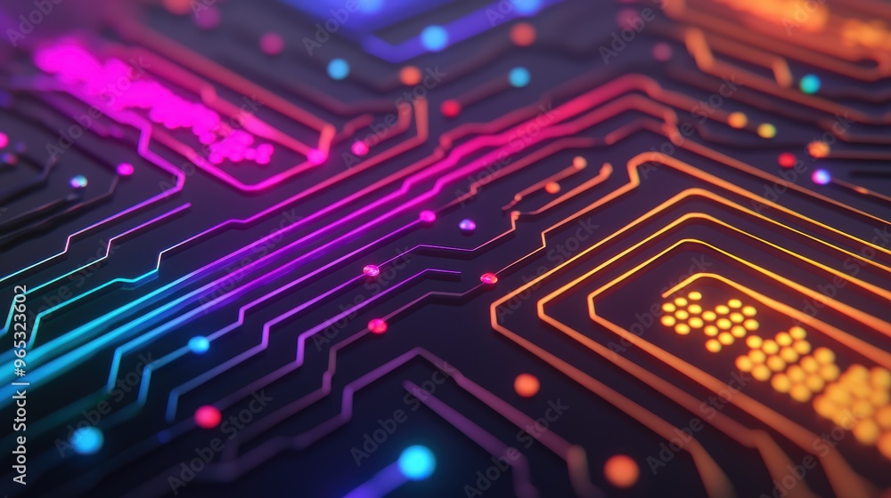 Poster quantum computing simulation with vibrant energy streams in ultra hd