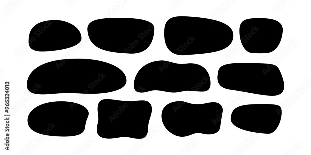 Poster hand drawn organic rectangle frames. abstract doodle liquid shapes. organic free flat blobs. irregul