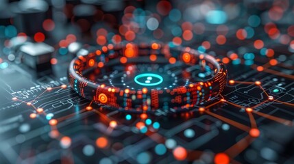 Wearable biosensor integration in smart technology showcasing data connectivity and interaction