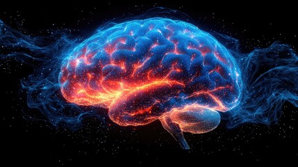 Naklejka premium Radiant intelligence: glowing human brain, the spark of knowledge and the power of neural connections, the brains role as the center of consciousness and intellectual brilliance