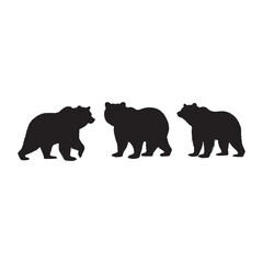 bear silhouette collection , Silhouette of Black Bear, isolated on white background (Vector)