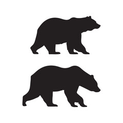 bear silhouette collection , Silhouette of Black Bear, isolated on white background (Vector)