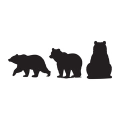 Fototapeta premium bear silhouette collection , Silhouette of Black Bear, isolated on white background (Vector)