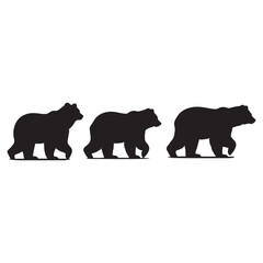 bear silhouette collection , Silhouette of Black Bear, isolated on white background (Vector)