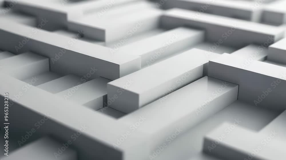 Poster stylized geometric pattern in light gray, featuring a maze-like texture