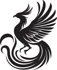 Beautiful Phoenix bird flying Silhouette vector illustration isolated on a white background