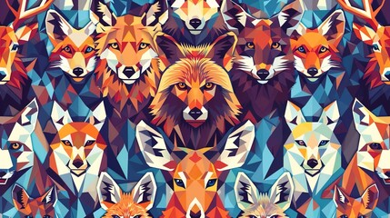 Geometric animal pattern wallpaper