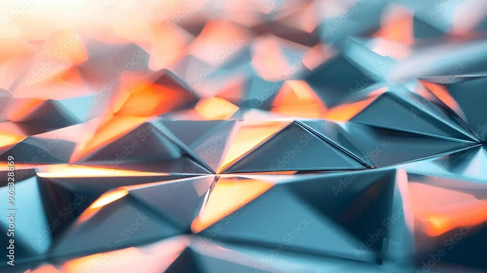 Poster an abstract texture featuring a pattern of pyramids in vivid blue and orange tones