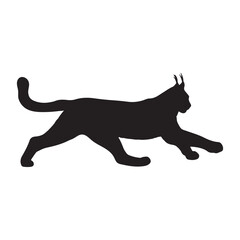 Lynx silhouette collection , Silhouette of Black Lynx, isolated on white background (Vector)