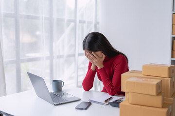 woman online seller, struggles to achieve her goals, facing challenges and experiencing no success...