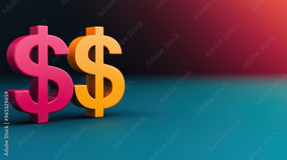 Poster futuristic wealth growth - floating currency symbols holographic visualization in vibrant with copy 