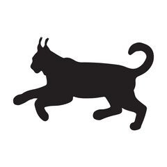 Lynx silhouette collection , Silhouette of Black Lynx, isolated on white background (Vector)