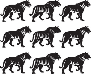 Fototapeta premium Tiger Artistic Silhouette Elements in Black