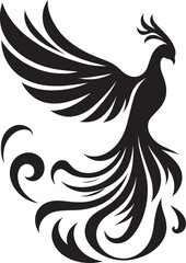 Beautiful Phoenix bird flying Silhouette vector illustration isolated on a white background