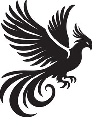 Beautiful Phoenix bird flying Silhouette vector illustration isolated on a white background