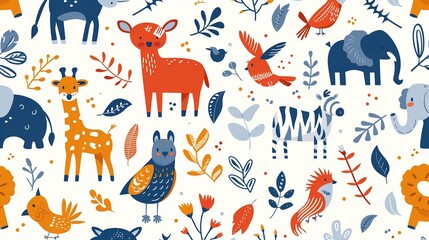 Animal pattern seamless wallpaper