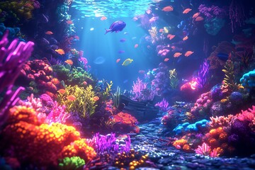 Naklejka premium Close-up shot of a vibrant underwater realm