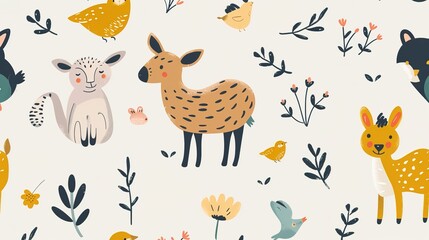 Animal pattern seamless wallpaper
