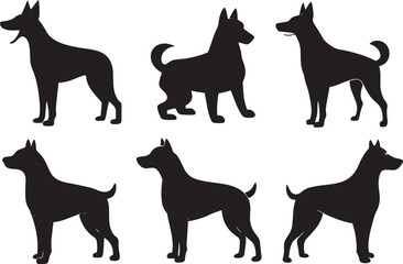 Obraz premium Dog Minimalist Black Silhouette Vector Collection