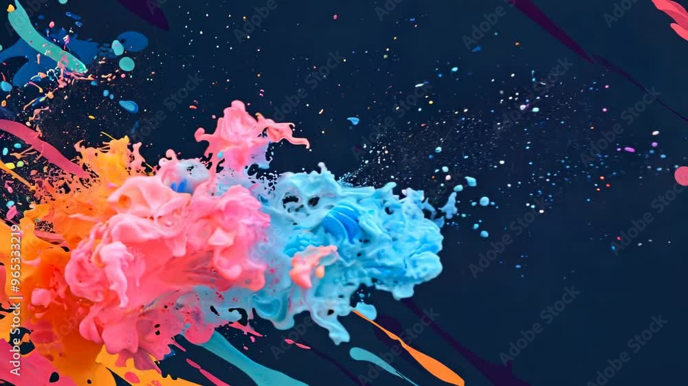 Poster vibrant abstract background with colorful splashes and brush strokes