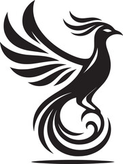 Beautiful Phoenix bird flying Silhouette vector illustration isolated on a white background