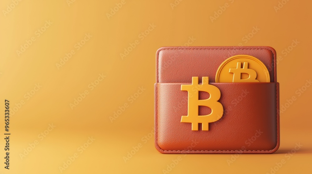 Poster secure cryptocurrency wallet filled with digital assets with copy space, quality