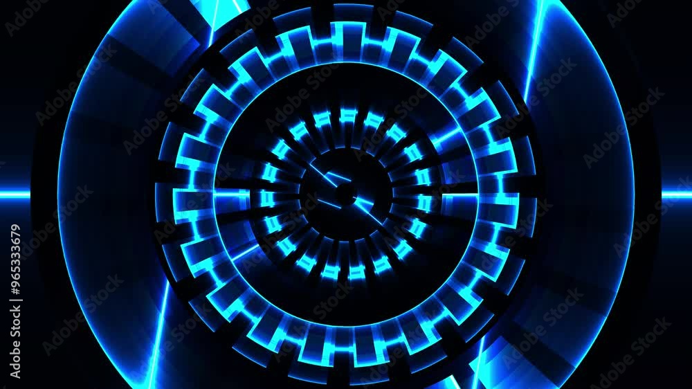 Poster Light blue color floating cyber circle background animation