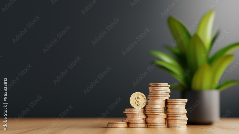 Poster modern financial advisor desk with money management tools in with copy space and selective focus -