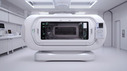 Obraz premium Futuristic of Advanced Medical Scanner with Transparent Display in Hospital Setting