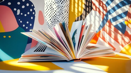 A dynamic low-angle shot of open modern novels