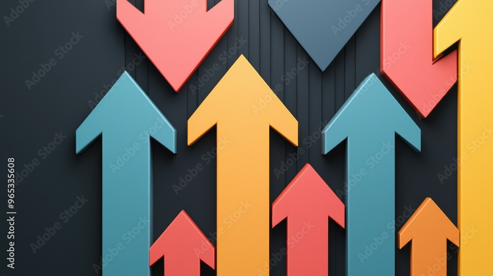 Poster global currency exchange arrows in with copy space and selective focus.