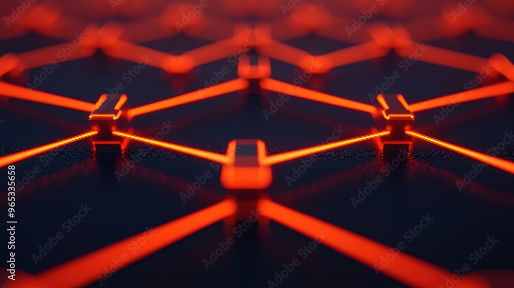 Poster futuristic energy grid simulation with glowing circuits and interconnected power lines in