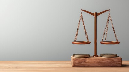 Currency Balance Scale Representing Financial Equality in with Copy Space and Selective Focus - Quality