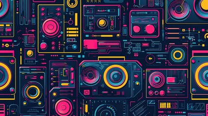 Fototapeta premium Retro techonlogy pattern wallpaper