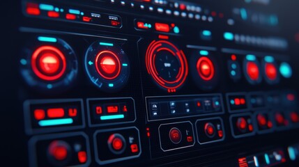 Obraz premium Futuristic Holographic Interface Control Panel with Advanced Software in