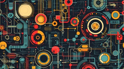 Obraz premium Retro techonlogy pattern wallpaper