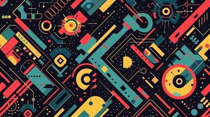 Obraz premium Retro techonlogy pattern wallpaper