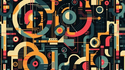 Fototapeta premium Retro techonlogy pattern wallpaper