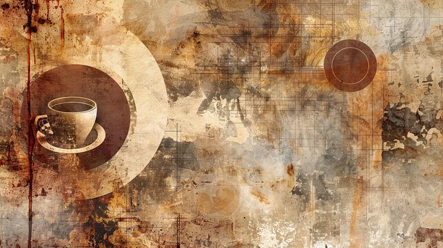Vintage grunge collage background with coffee theme