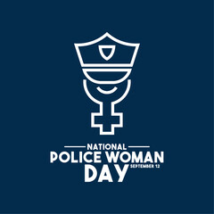 National Police Woman Day. September 12. Blue background.
