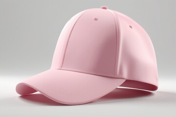 Fototapeta premium Blank pink baseball caps mockup on white background, AI Generated
