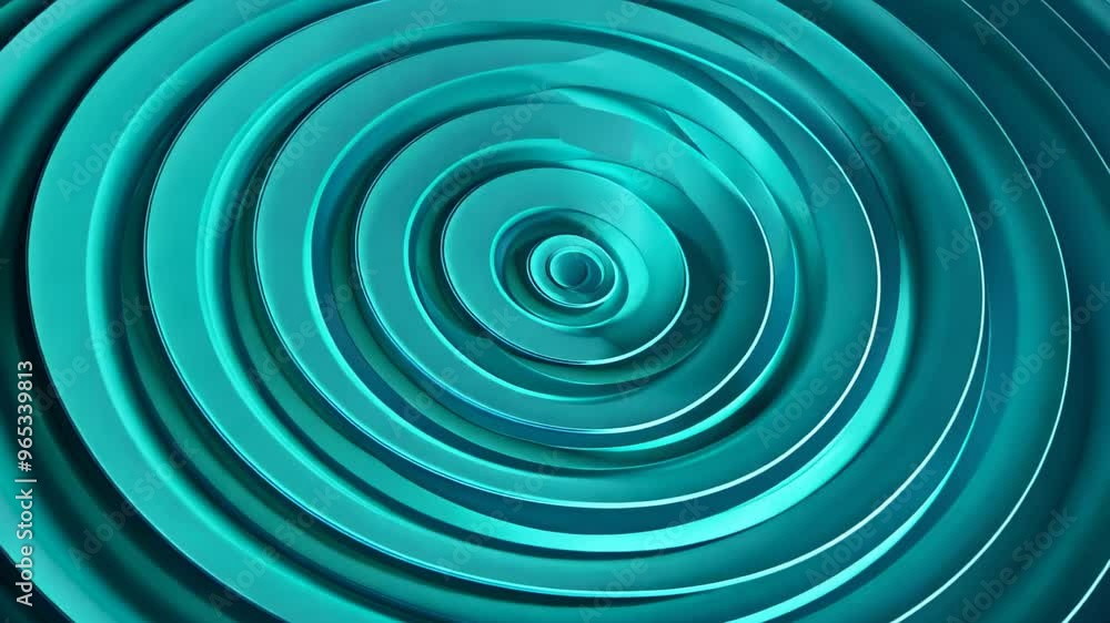 Poster abstract circular patterns in turquoise shades creating a wave-like effect
