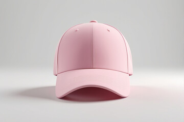 Fototapeta premium Blank pink baseball caps mockup on white background, AI Generated