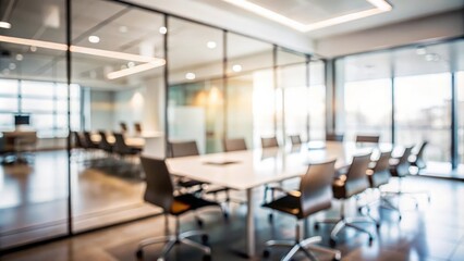 Collaborative Meeting Space Blur - Blurred collaborative meeting space in a modern office.
