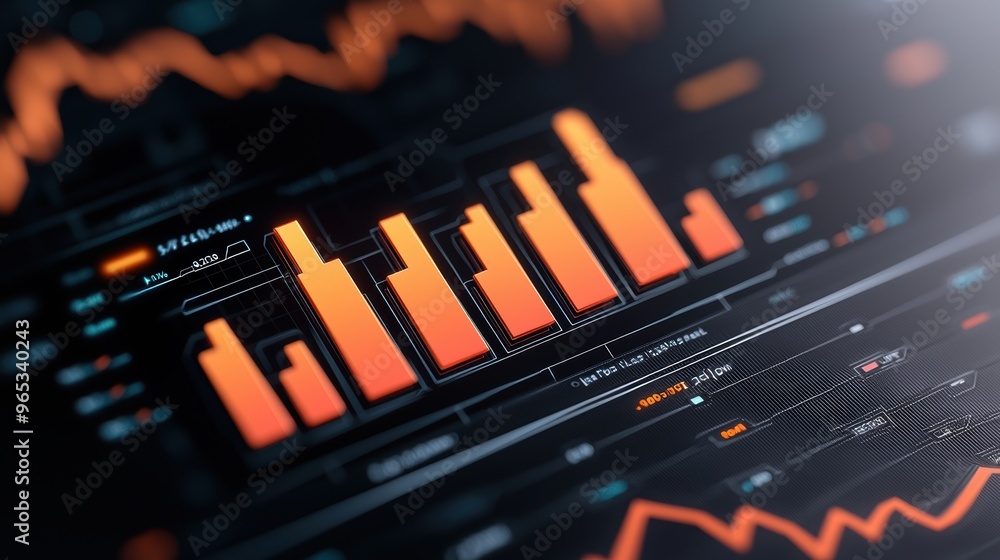 Aufkleber futuristic investment planner - holographic currency analysis in advanced tech interface | with copy