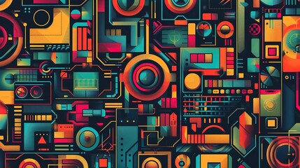 Fototapeta premium retro technology pattern wallpaper