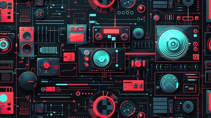 retro technology pattern wallpaper