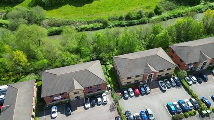 Aerial View of Bradmarsh Business and Warehouse Park at Rotherham City of Yorkshire, England, United Kingdom. April 30th, 2024