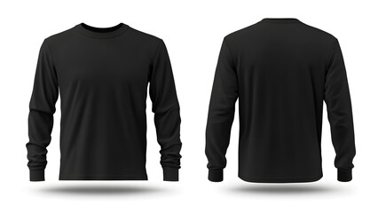 Minimalist Black Long Sleeve T-Shirt Front and Back View